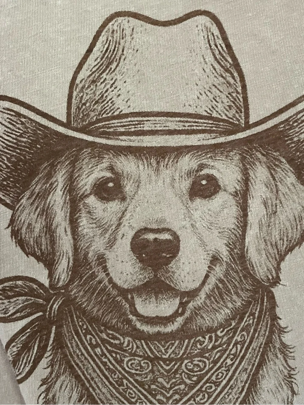 New Beach Bum Original Womens M T-Shirt Puppy Cowboy Hat Cropped Tee Distressed
